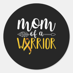 Moeder van een krijger Kind kanker Leukemie Awaren Ronde Sticker