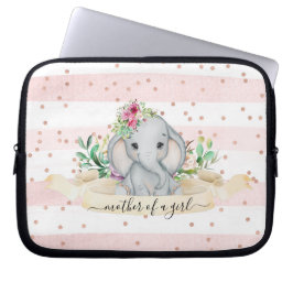 Moeder van een meisje - Baby Elephant en Bloemen Laptop Sleeve