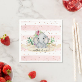 Moeder van een meisje - Baby Elephant en Bloemen Servet