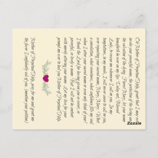 Moeder van een persoonlijke Help-Prayer-kaart Briefkaart (Achterkant)