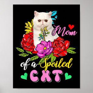 Moeder van een verwend kat lief bloemmotief kat mo poster