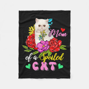 Moeder van een verwend katje leuk bloemmotief kat fleece deken