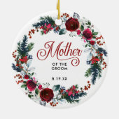 Moeder van gepersonaliseerde boomgaard Holly Wreat Keramisch Ornament (Achterkant)