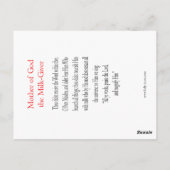 Moeder van God de Melkgiver-Prayer Kaart (Achterkant)
