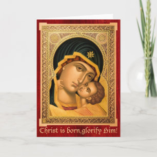 Moeder van God Glykophilousa - Icoon kerstkaart Feestdagen Kaart