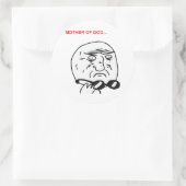 Moeder van God Rage Face Comic Meme Ronde Sticker (Tas)