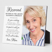 Moeder van Groom Foto Heaven Memorial Wedding Fotoplaat (Zijkant)