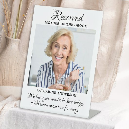 Moeder van Groom Foto Heaven Memorial Wedding Reclamebord Met Voetstuk