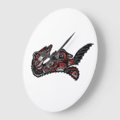 Moeder van Haida, Otter en Baby Otter Native Art Grote Klok (Hoek)