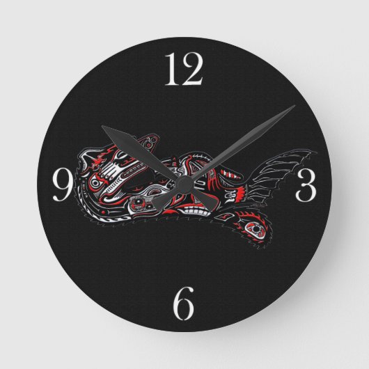 Moeder van Haida, Otter en Baby Otter Native Art Ronde Klok (Voorkant)