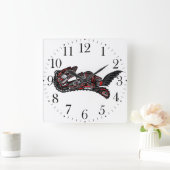 Moeder van Haida, Otter en Baby Otter Native Art Vierkante Klok (Huis)