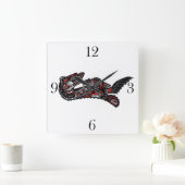 Moeder van Haida, Otter en Baby Otter Native Art Vierkante Klok (Huis)