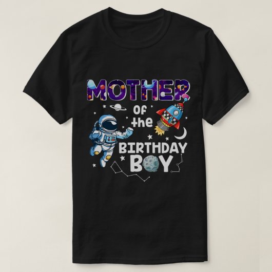 Moeder van het 'Birthday Astronaut Boy Space'-them T-shirt (Design voorkant)