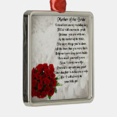 Moeder van het Bride-gedicht - Rode rozen Metalen Ornament (Rechts)