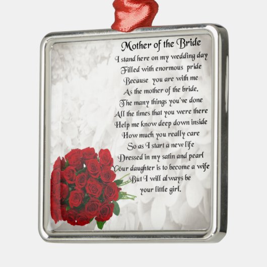 Moeder van het Bride-gedicht - Rode rozen Metalen Ornament (Links)