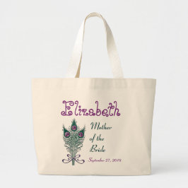 Moeder van het Bride Peacock Blauwgroen Paars Grote Tote Bag