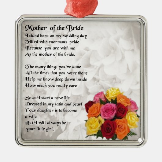 Moeder van het Bride Poem - Bloemen Metalen Ornament (Voorkant)