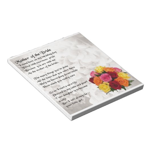 Moeder van het Bride Poem - Bloemen Notitieblok (Schuin)