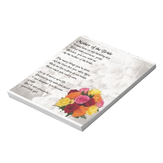 Moeder van het Bride Poem - Bloemen Notitieblok (Linkerzijde)