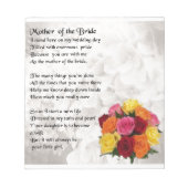 Moeder van het Bride Poem - Bloemen Notitieblok (Voorkant)