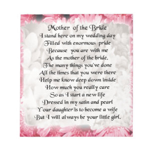 Moeder van het Bride Poem - Roze Floral Design Notitieblok