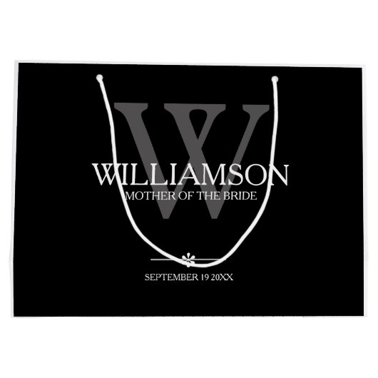 Moeder van het bruidshuwelijk Gift Monogram Elegan Groot Cadeauzakje (Achterkant)