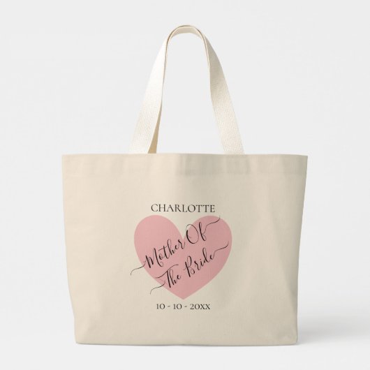 Moeder van het bruine roze hart gepersonaliseerd grote tote bag (Achterkant)