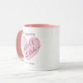 Moeder van het bruine roze hart gepersonaliseerd mok (Voorkant links)