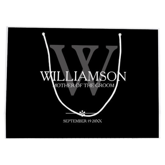 Moeder van het bruinhuwelijk Gift Monogram Elegant Groot Cadeauzakje (Achterkant)