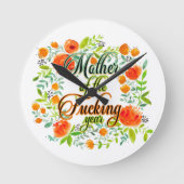 Moeder van het F*kookjaar Wilde bloemen Mam Ronde Klok (Voorkant)