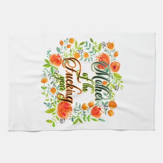 Moeder van het F*kookjaar Wilde bloemen Mam Theedoek (Horizontaal)