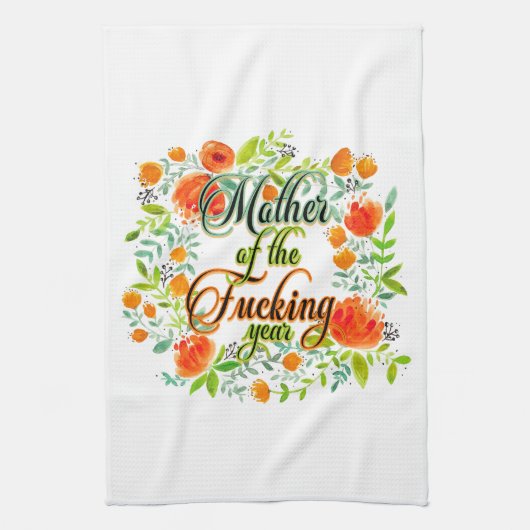 Moeder van het F*kookjaar Wilde bloemen Mam Theedoek (Verticaal)