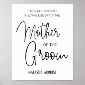 Moeder van het Groom Memorial Reserved Seat Weddin Poster (Voorkant)
