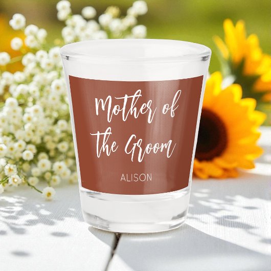 Moeder van het Groom Terracotta Wedding Shot glass Shot Glas