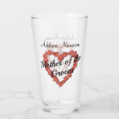 Moeder van het Groom Wedding Floral Heart-monogram Glas (Achterkant)