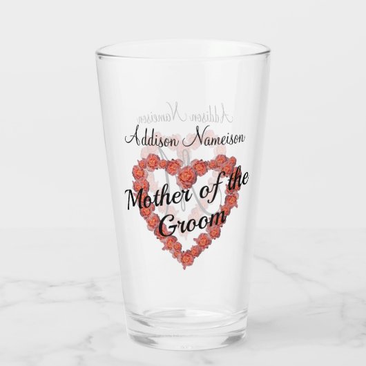 Moeder van het Groom Wedding Floral Heart-monogram Glas (Achterkant)