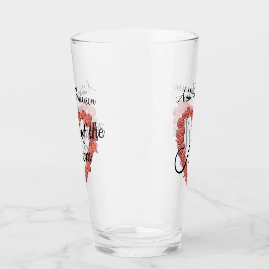 Moeder van het Groom Wedding Floral Heart-monogram Glas (Rechts)