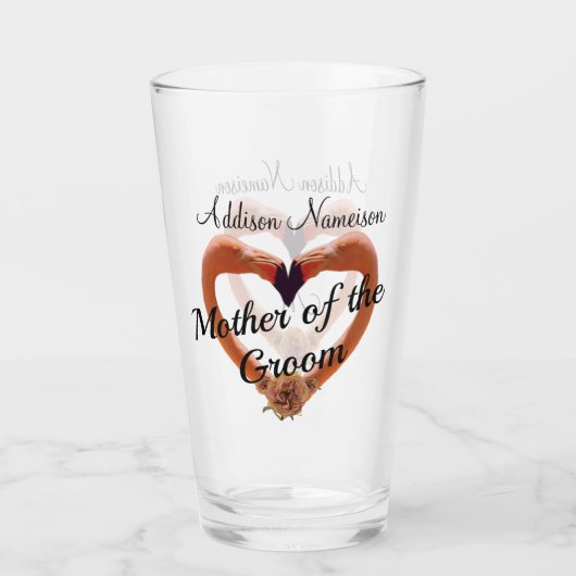 Moeder van het Groom Wedding l Heart Glas (Achterkant)