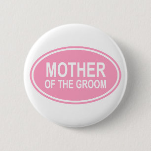 Moeder van het Groom Wedding Oval Roze Ronde Button 5,7 Cm