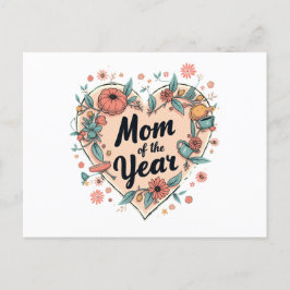 Moeder van het Jaar Floral Heart Design Feestdagenkaart