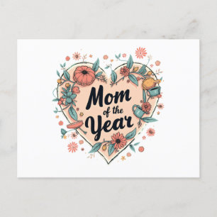 Moeder van het Jaar Floral Heart Design Feestdagenkaart