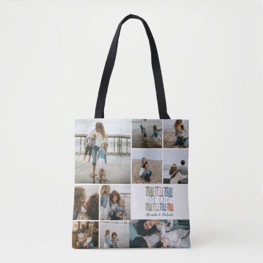 Moeder van het Jaar Patchwork Foto Ontwerp Tote Bag (Voorkant)