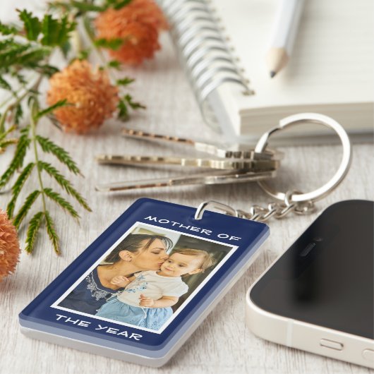 Moeder van het Jaar Persoonlijke Foto Moederdag Ca Sleutelhanger (Voorkant Rechts)