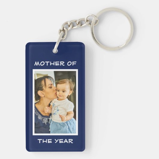 Moeder van het Jaar Persoonlijke Foto Moederdag Ca Sleutelhanger (achterkant)