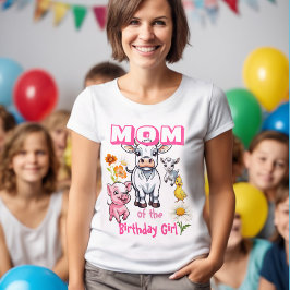 Moeder van het jarige meisje Boerderijdieren Feest T-shirt