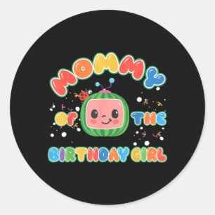 Moeder van het jarige meisje Funny Melon Familie Ronde Sticker