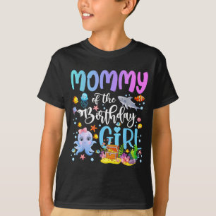 Moeder van het jarige meisje zee vis oceaan aquari t-shirt