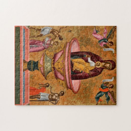 Moeder van het leven die het lente-orthodoxe icoon legpuzzel (Horizontaal)