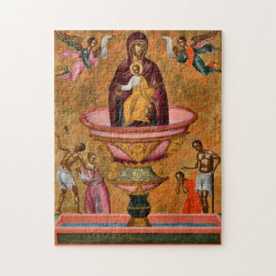 Moeder van het leven die het lente-orthodoxe icoon legpuzzel