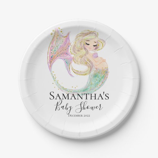 Moeder van het Mermaid Baby shower Papieren Bordje (Voorkant)